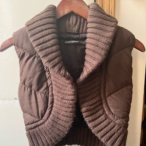 Brown puffer bolero vest